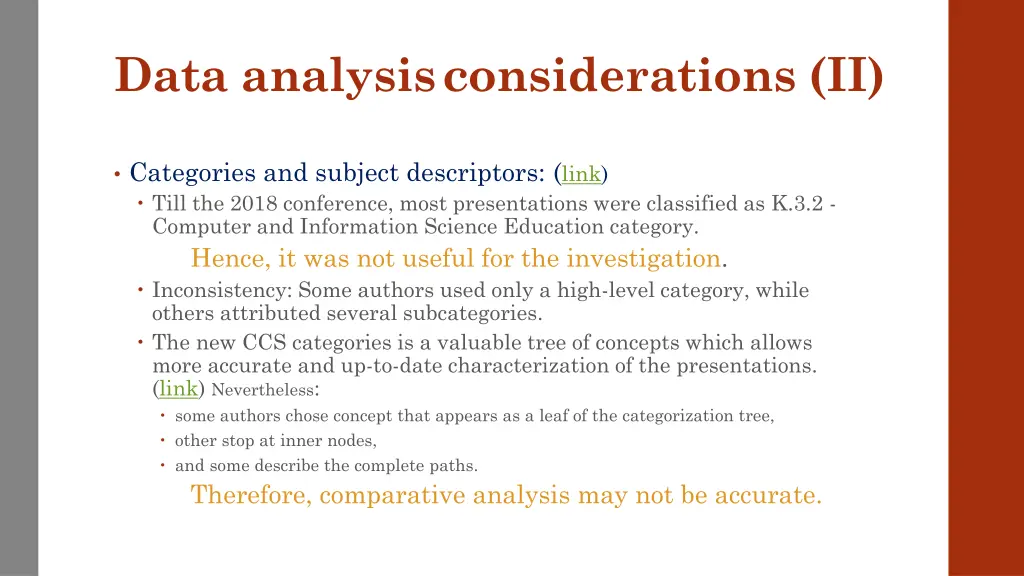 data analysis considerations ii