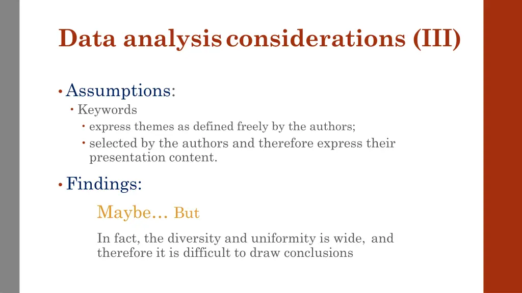 data analysis considerations iii