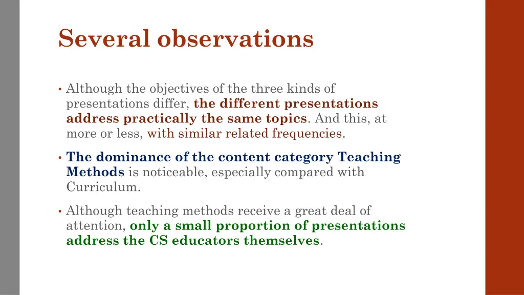 several observations
