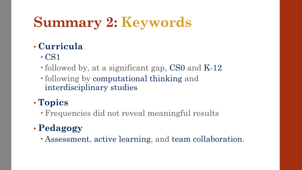 summary 2 keywords