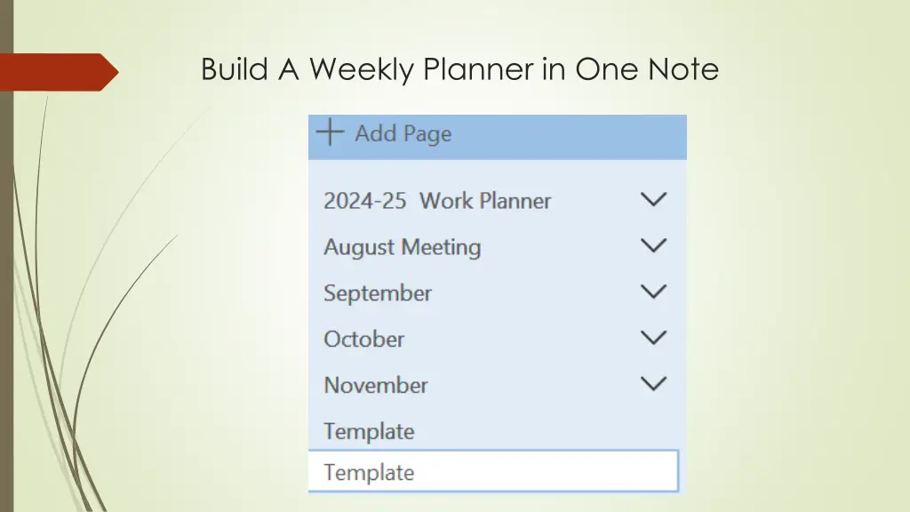 build a weekly planner in one note