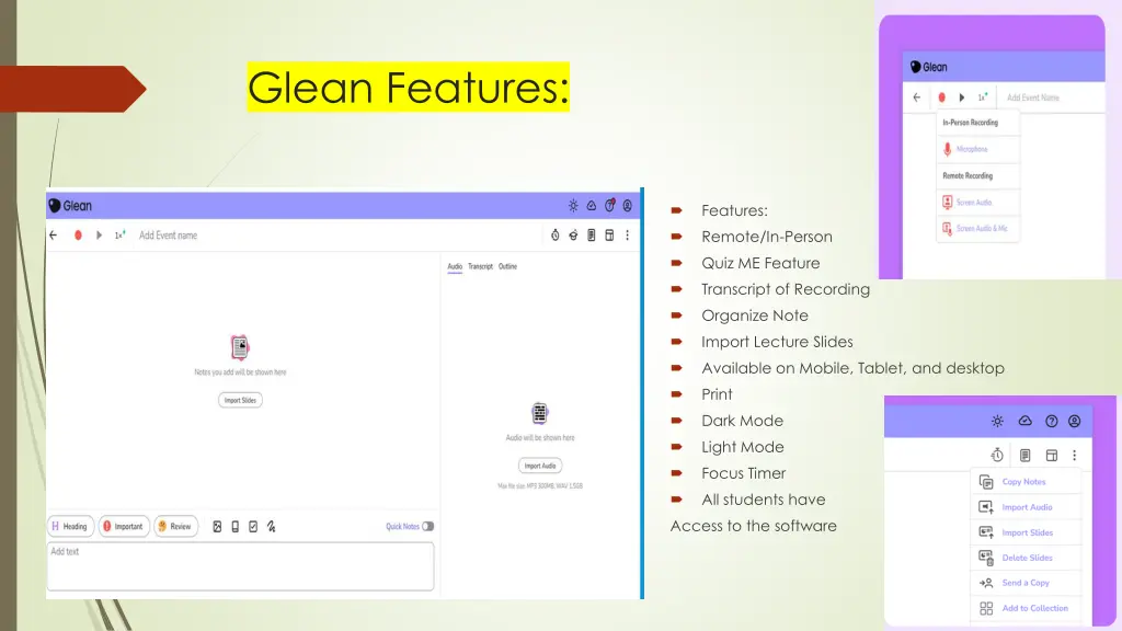 glean features
