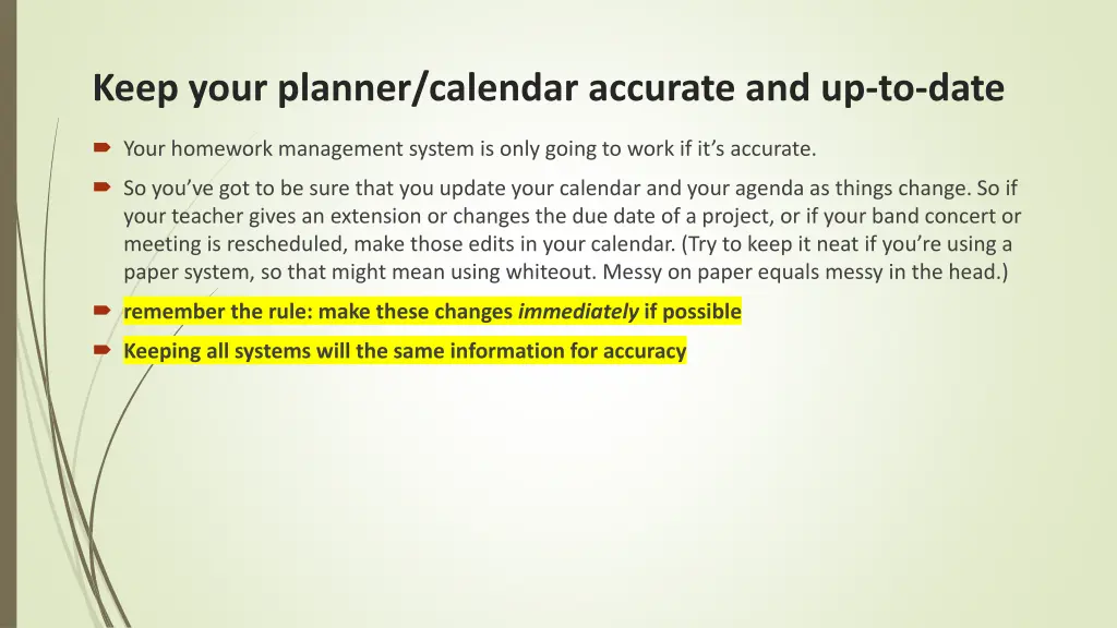 keep your planner calendar accurate and up to date