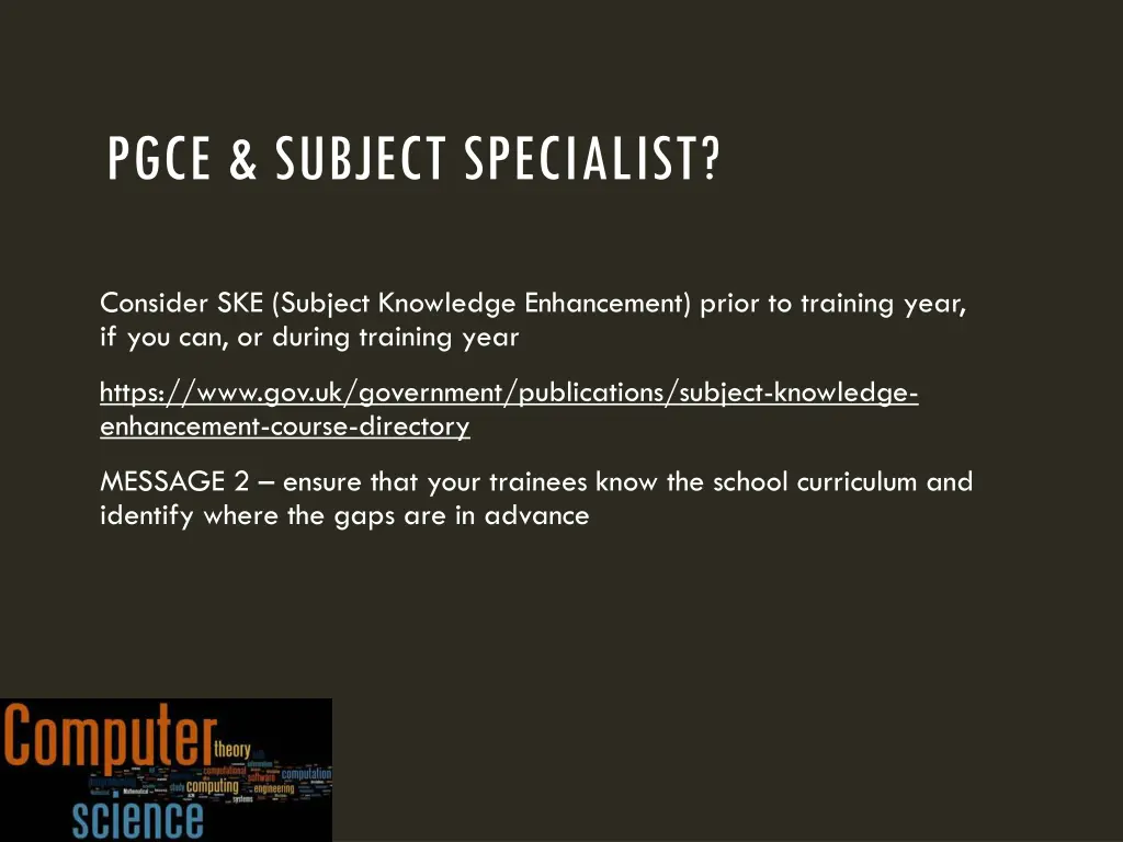 pgce subject specialist 2