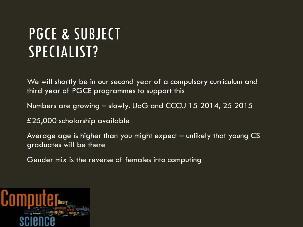 pgce subject specialist