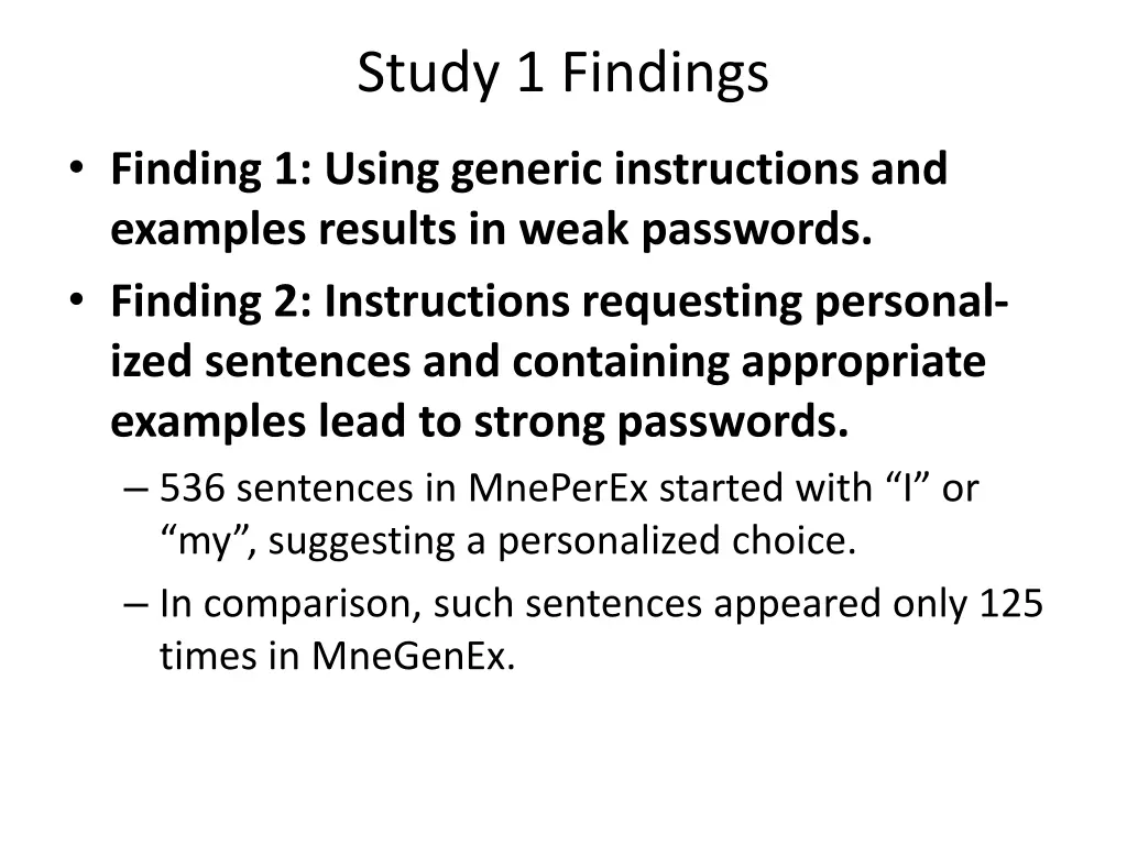 study 1 findings