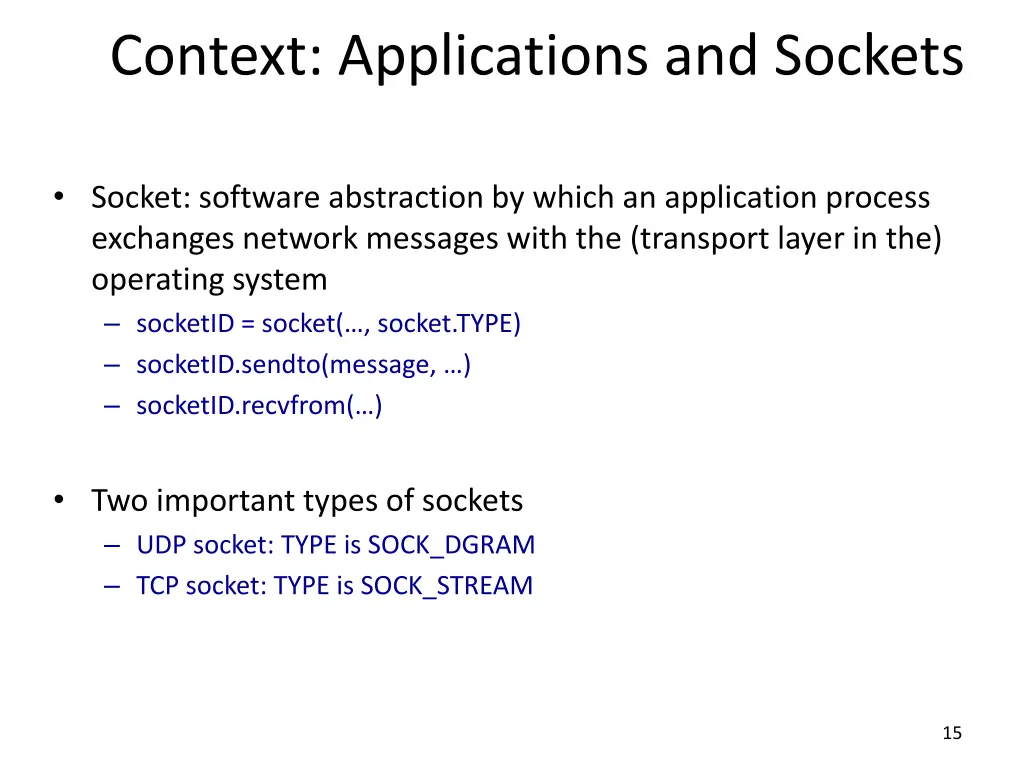 context applications and sockets