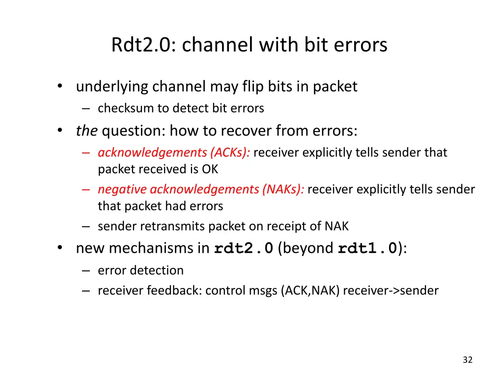 rdt2 0 channel with bit errors