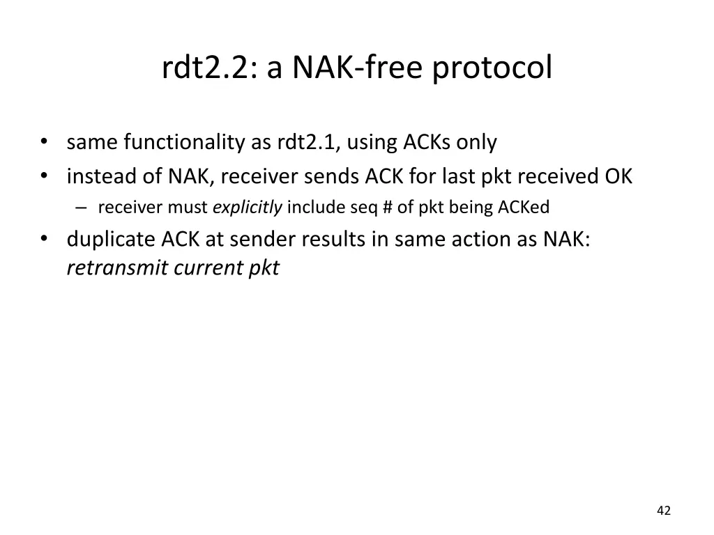 rdt2 2 a nak free protocol