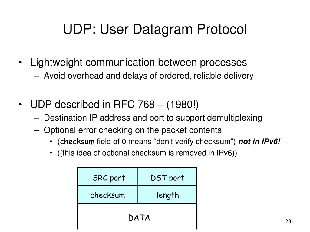 udp user datagram protocol