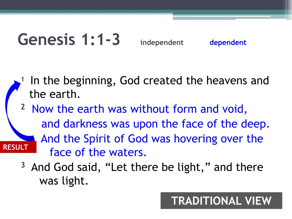 genesis 1 1 3 independent dependent
