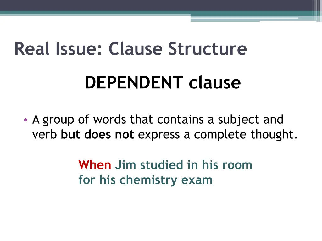 real issue clause structure 1