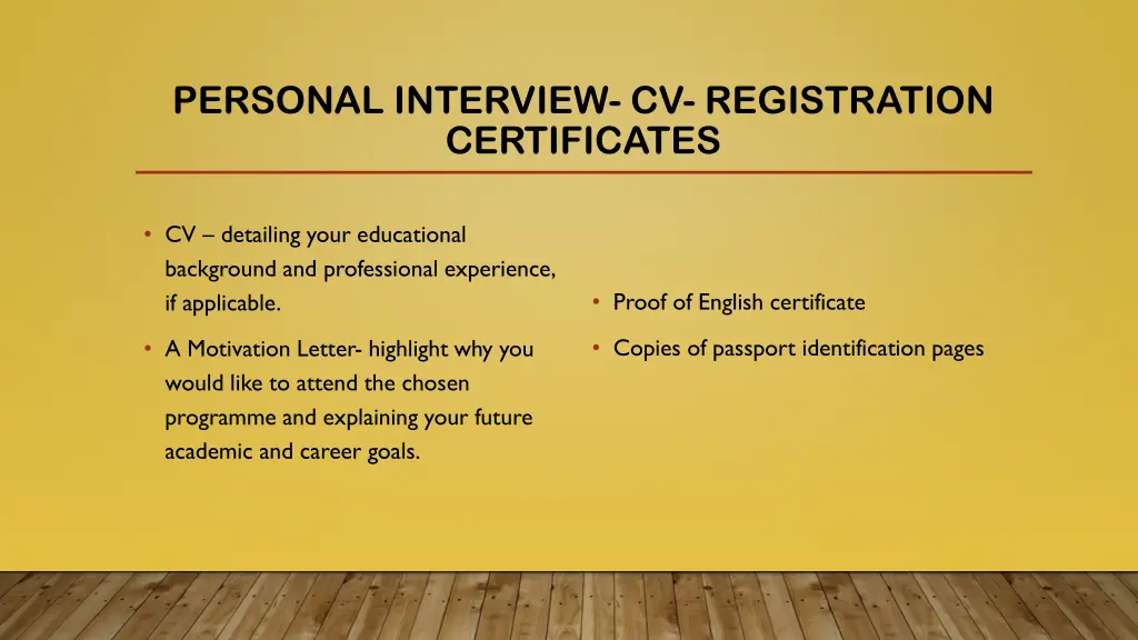 personal interview cv registration certificates