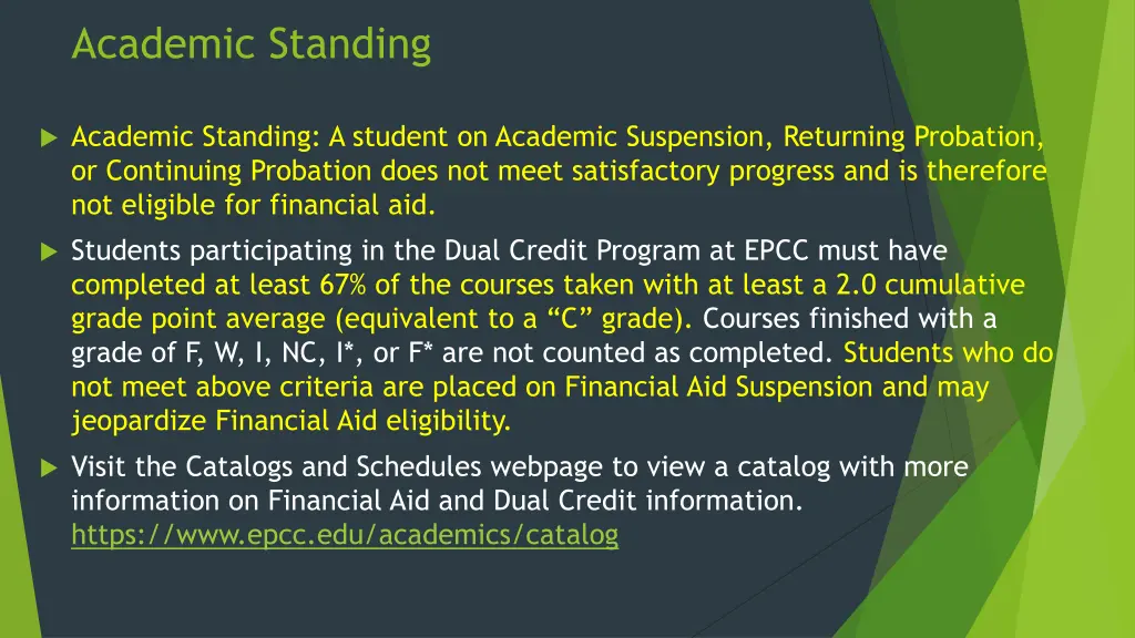 academic standing