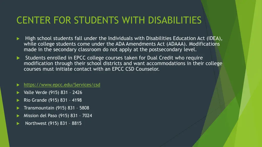 center for students with disabilities