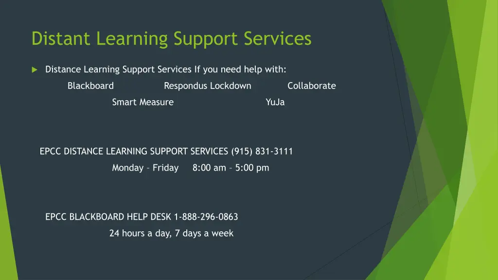 distant learning support services