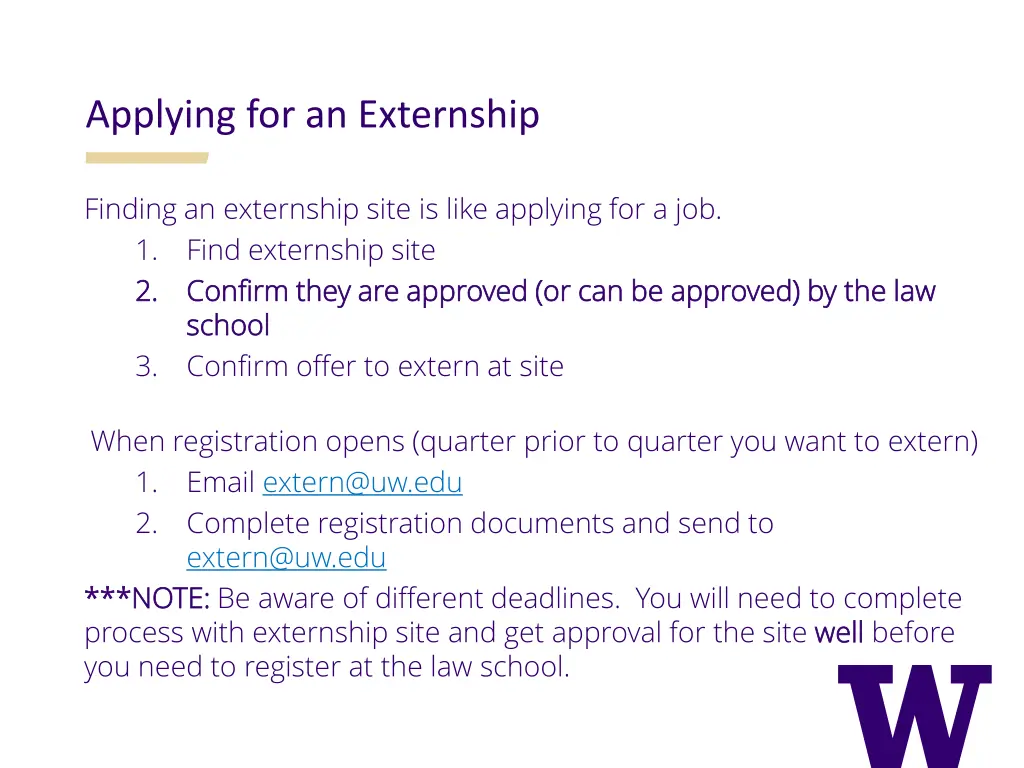 applying for an externship