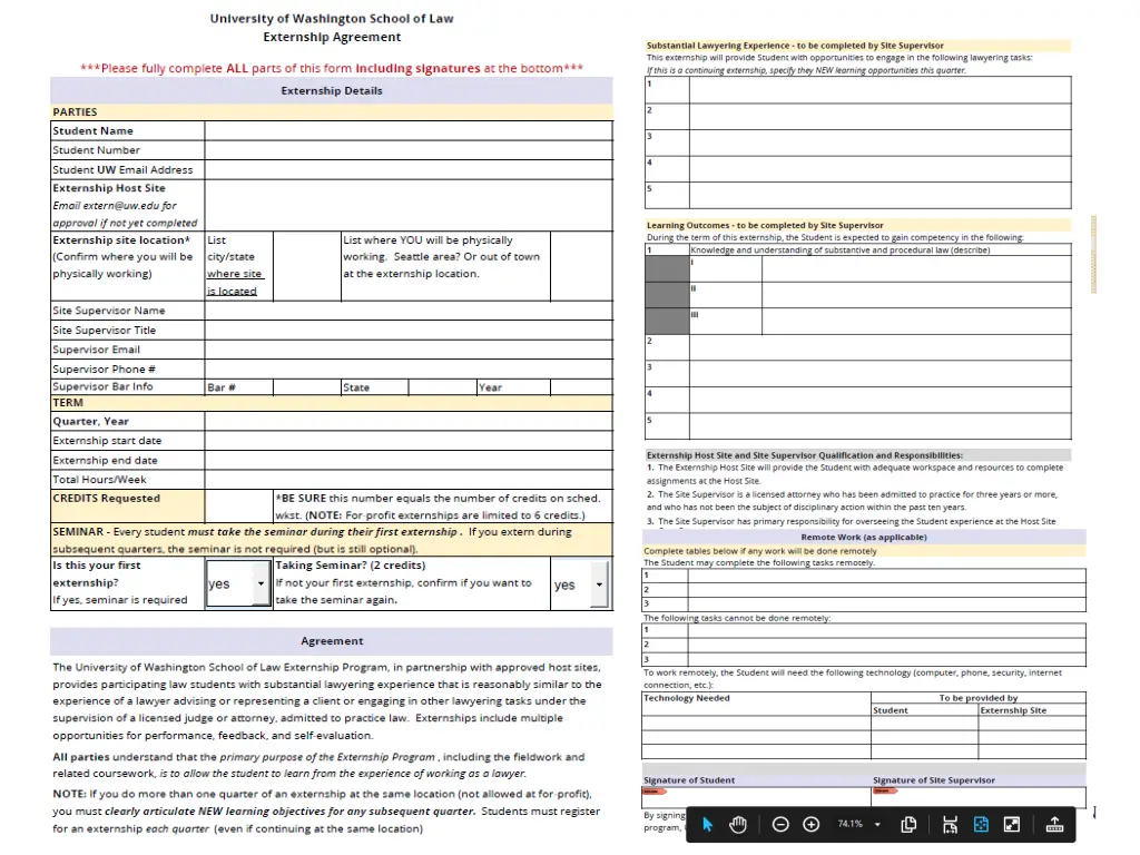 externship scheduling worksheet summer 2023