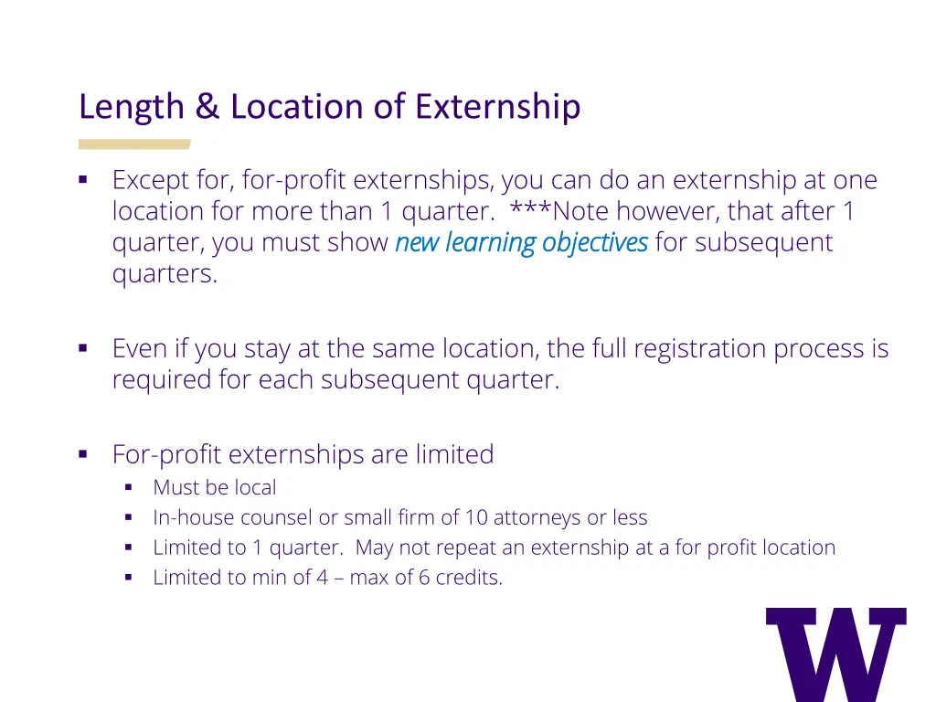 length location of externship