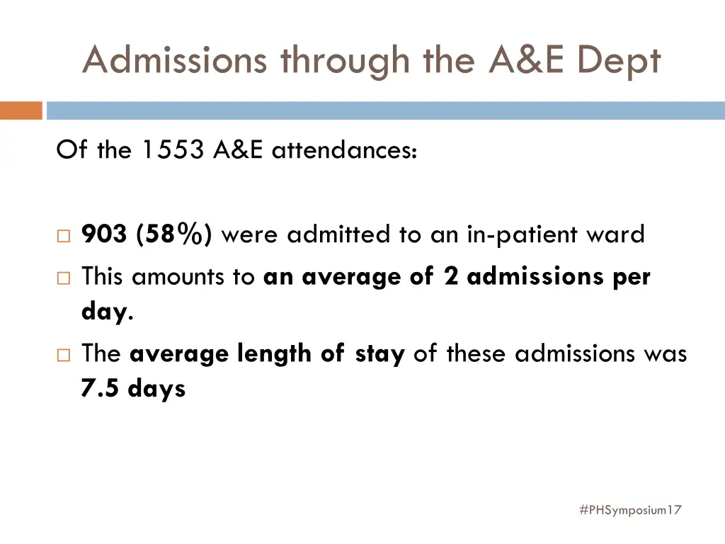admissions through the a e dept