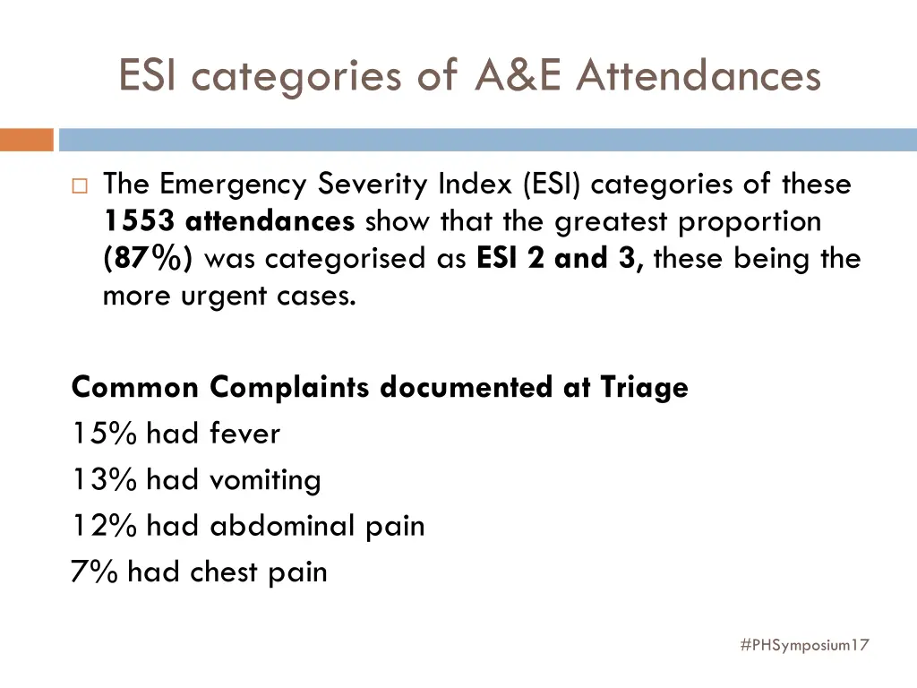 esi categories of a e attendances