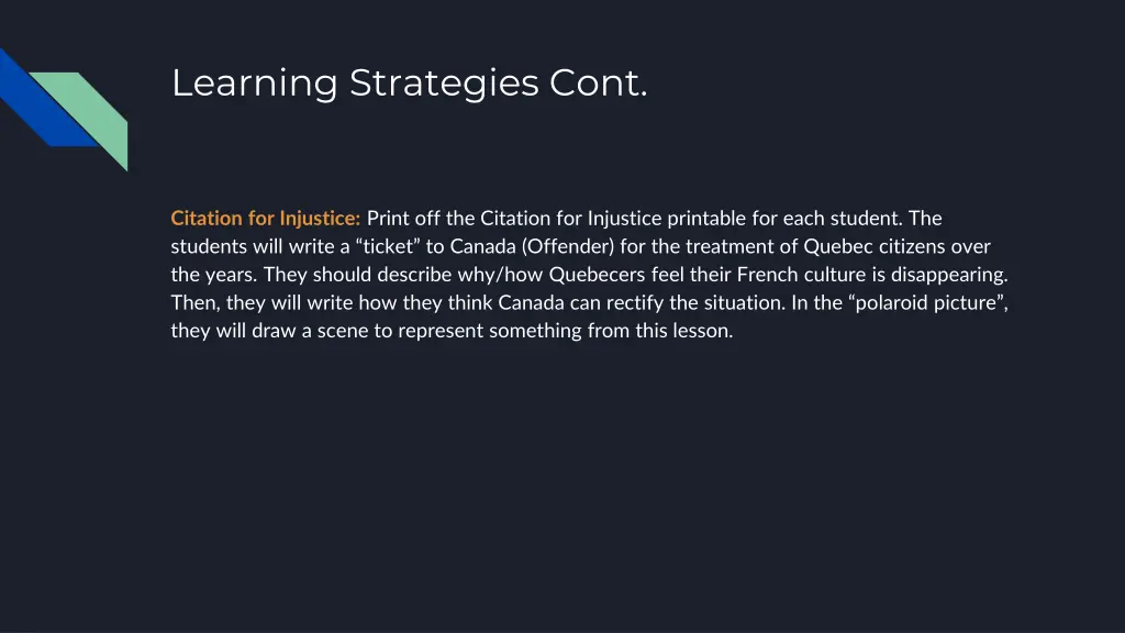 learning strategies cont
