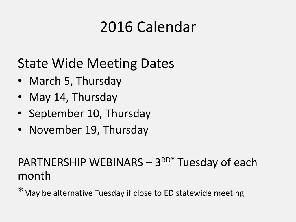2016 calendar
