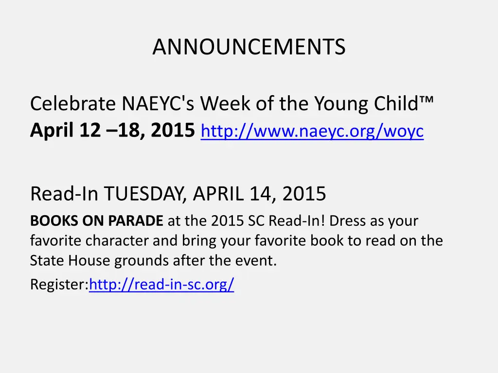 announcements