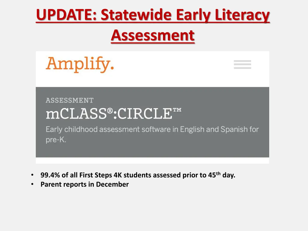 update statewide early literacy assessment