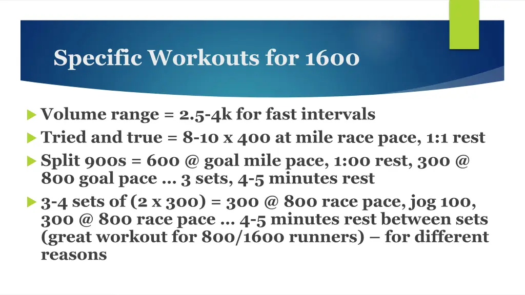 specific workouts for 1600