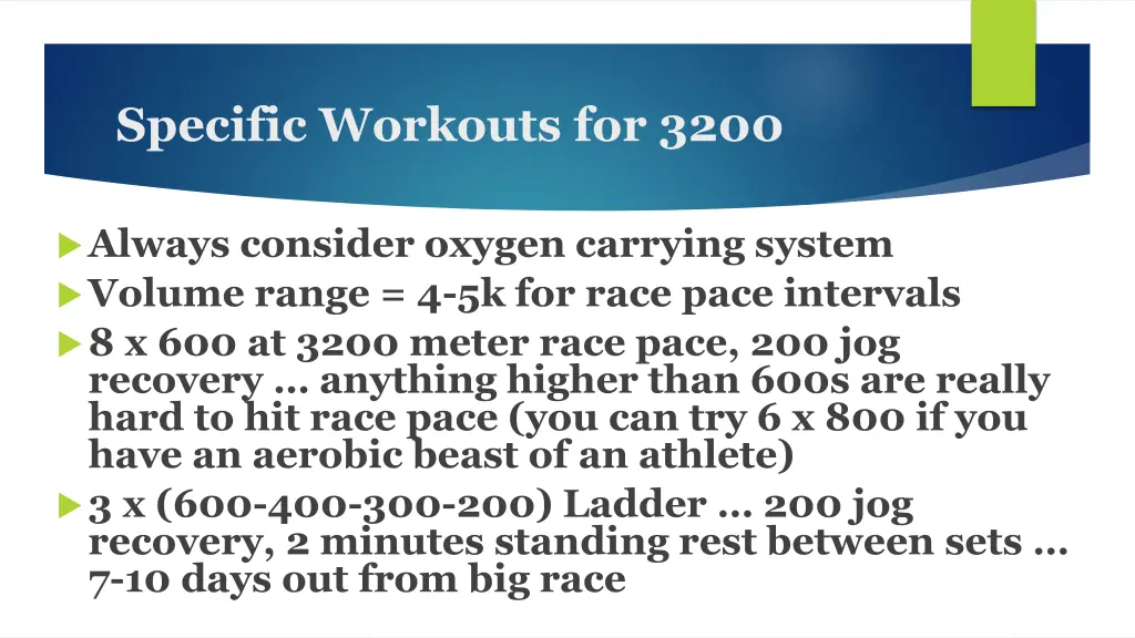 specific workouts for 3200
