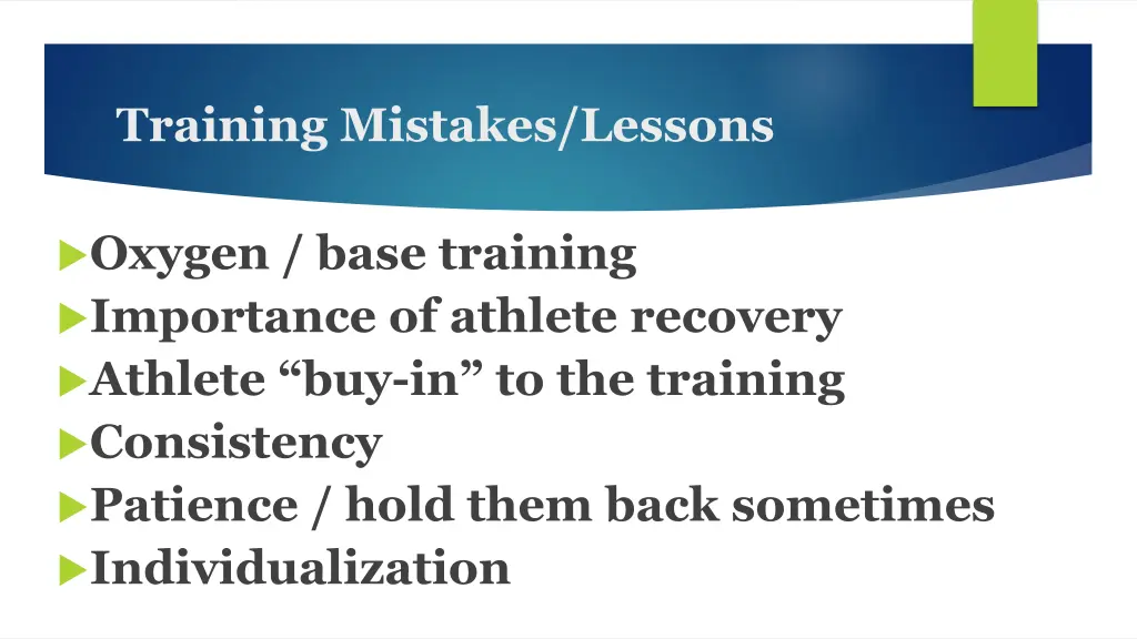 training mistakes lessons