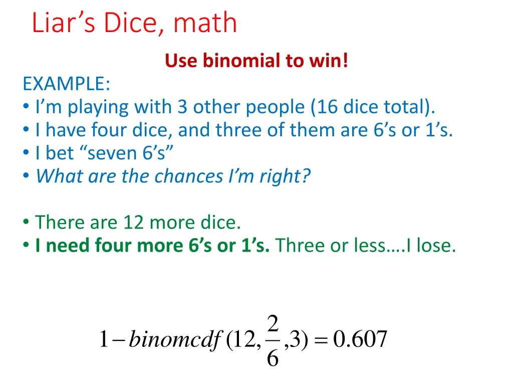 liar s dice math