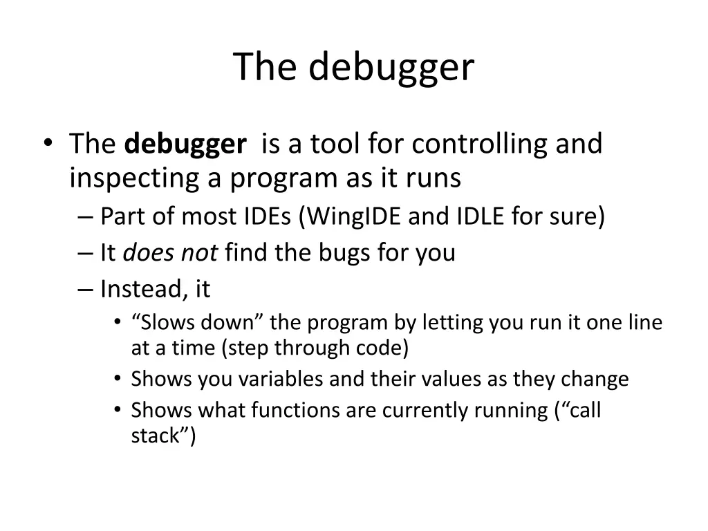the debugger