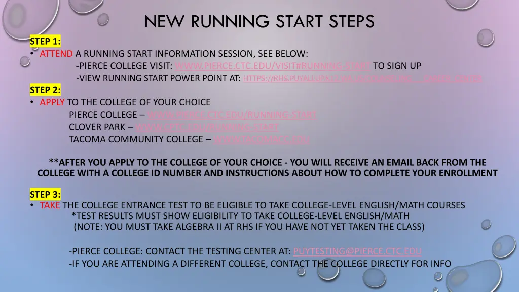 new running start steps