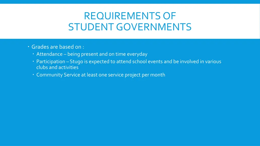requirements of student governments