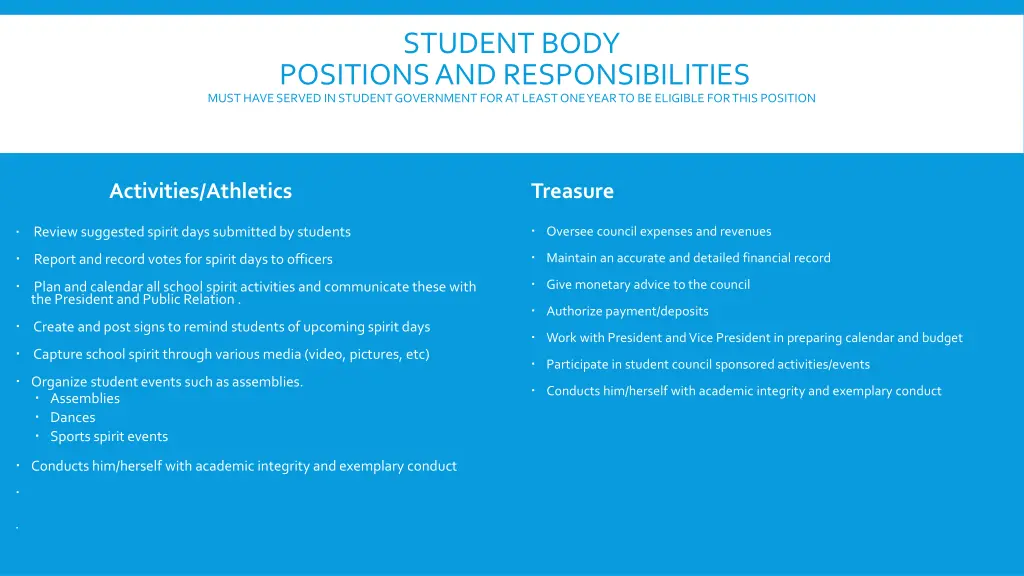 student body positions and responsibilities must 2