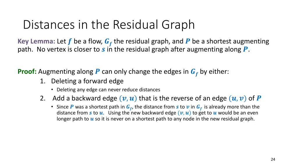 distances in the residual graph