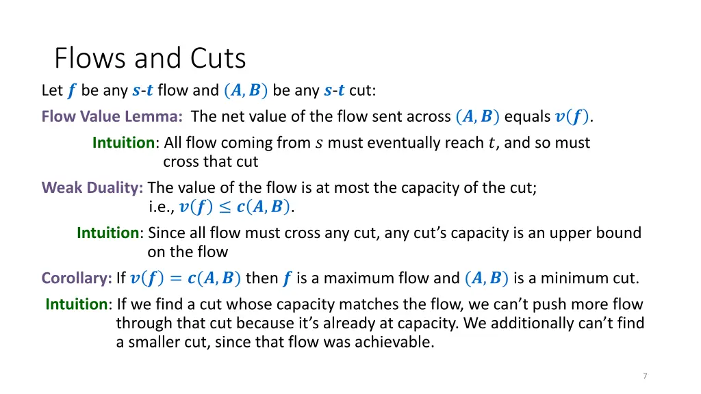 flows and cuts let be any flow