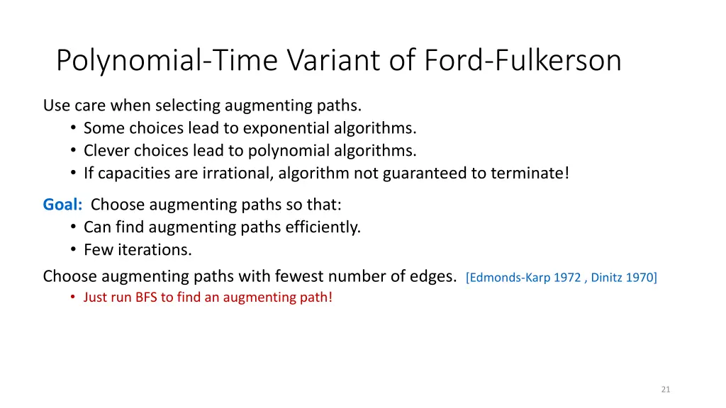 polynomial time variant of ford fulkerson