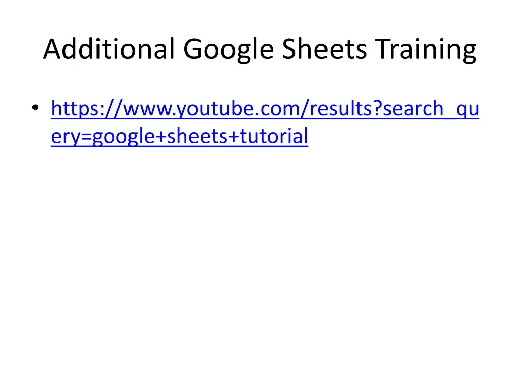 additional google sheets training