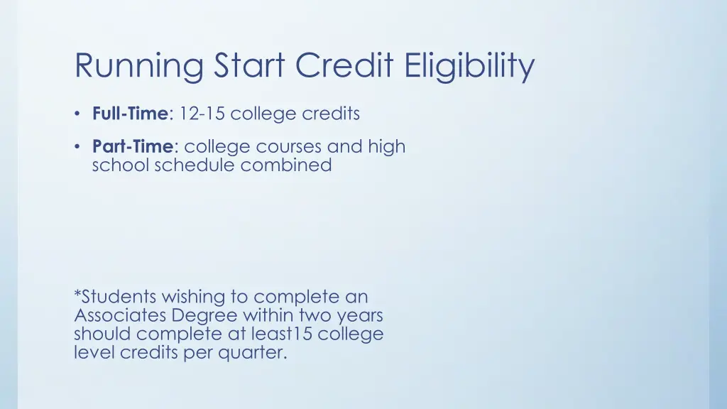 running start credit eligibility