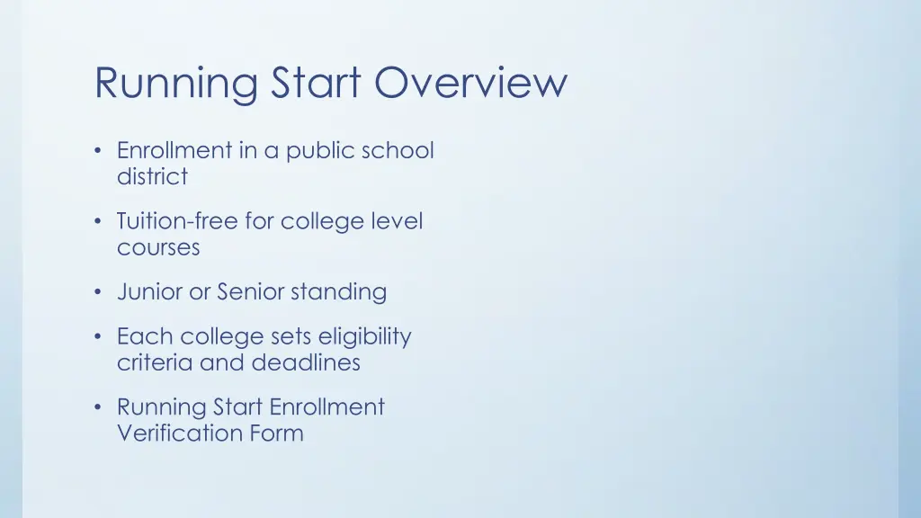 running start overview