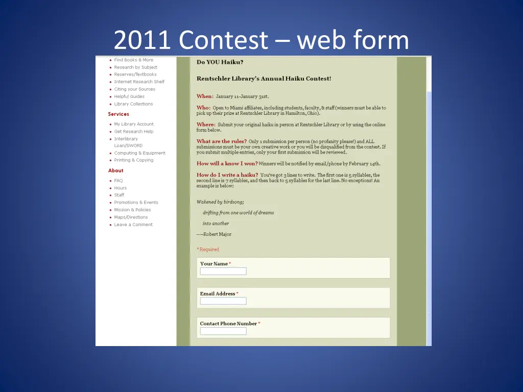 2011 contest web form