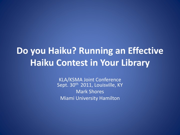 do you haiku running an effective haiku contest
