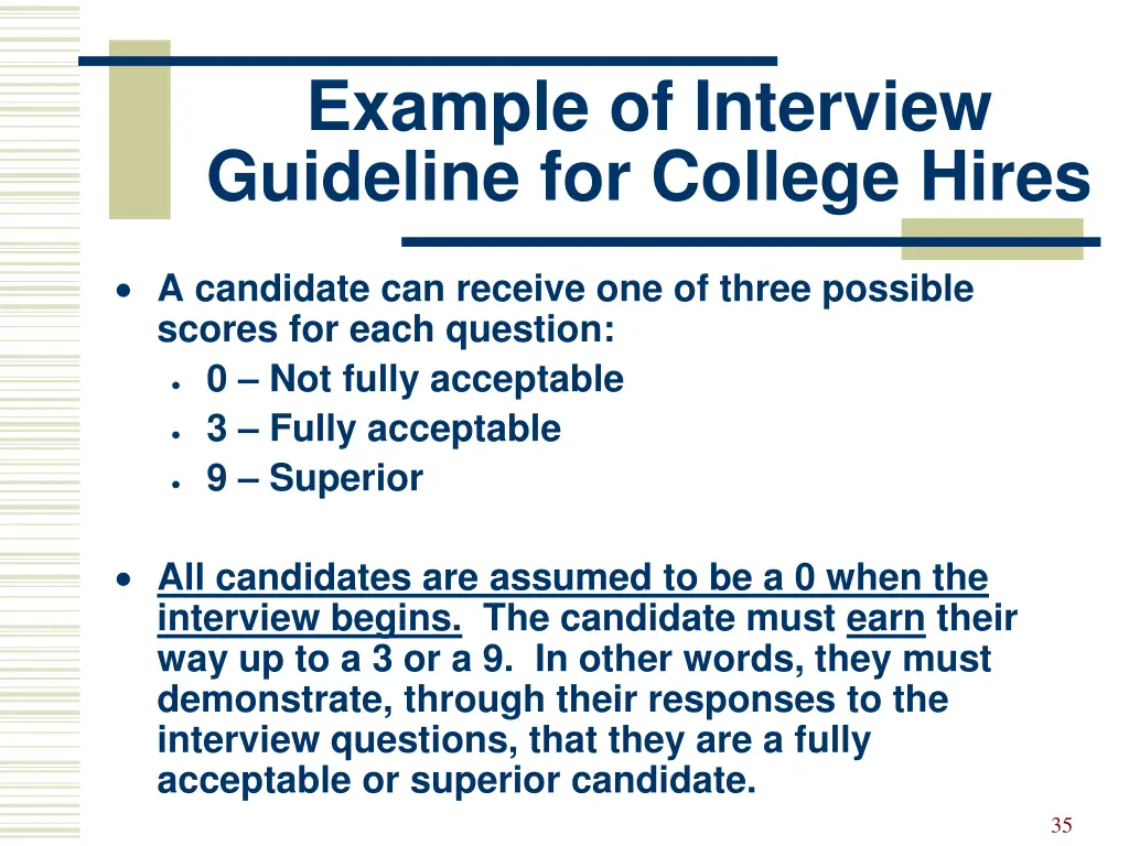 example of interview guideline for college hires