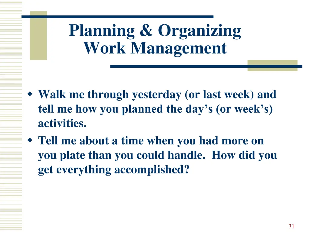 planning organizing work management