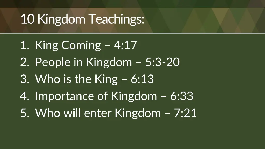 10 kingdom teachings