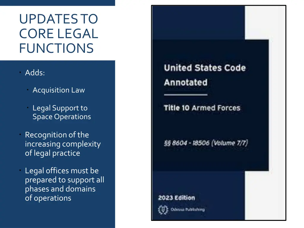 updates to core legal functions