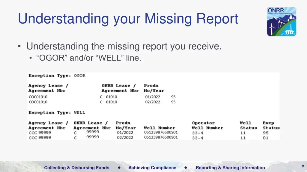 understanding your missing report